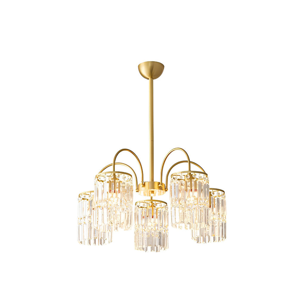 Crystal Shade Copper Curved Arms Luxury Post-Modern Chandelier Light Design