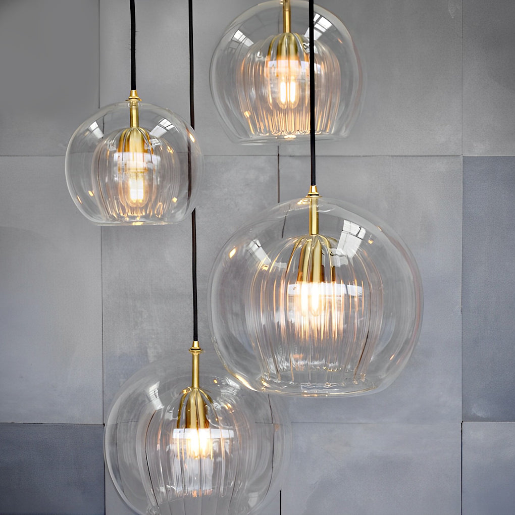 Creative Double Layer Glass Light Fixtureshade Electroplated Brass Chandelier