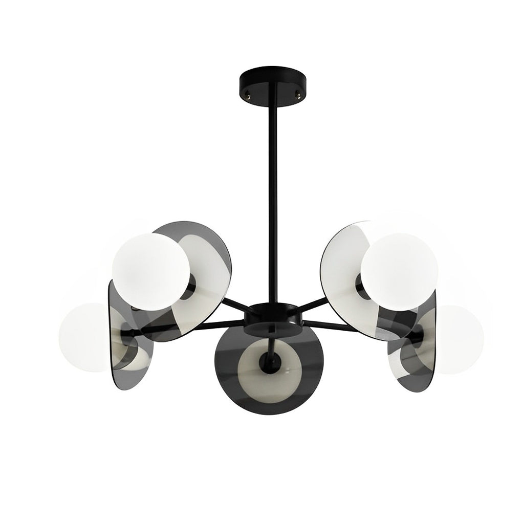 Round Electroplated Glass Piece Copper Black Modern Chandeliers Light Design