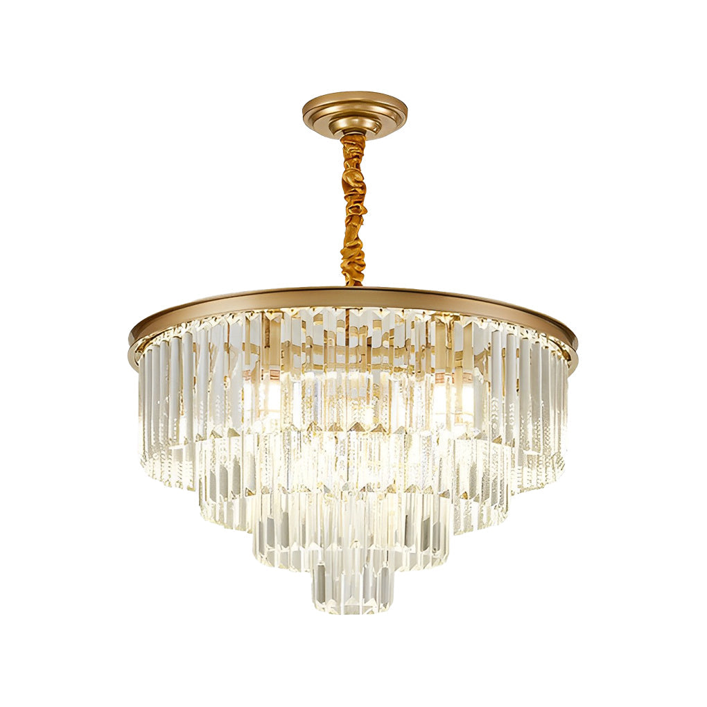 4 Layers Crystal Round Luxury Three Step Dimming Modern Chandelier Design