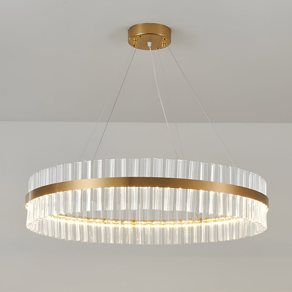 Round Electroplated Metal Crystal 3 Step Dimming LED Nordic Chandelier Design