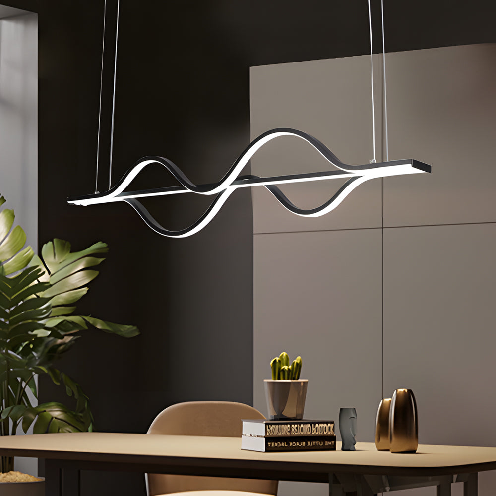 Simple Long Waves Lines 3 Step Dimming Modern Dining Room Chandeliers Design