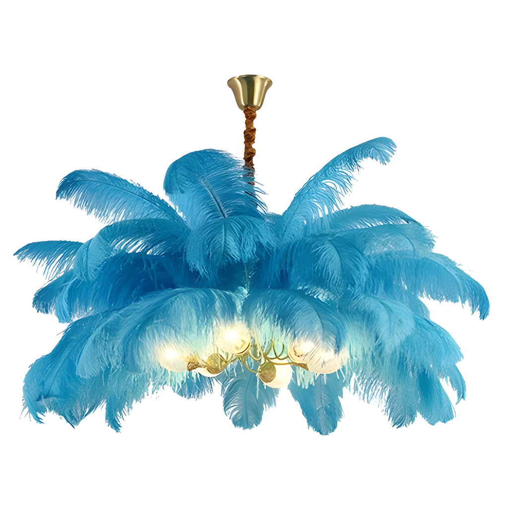 Creative Feathers Copper Ins Nordic Chandelier Flush Mount Ceiling Lighting