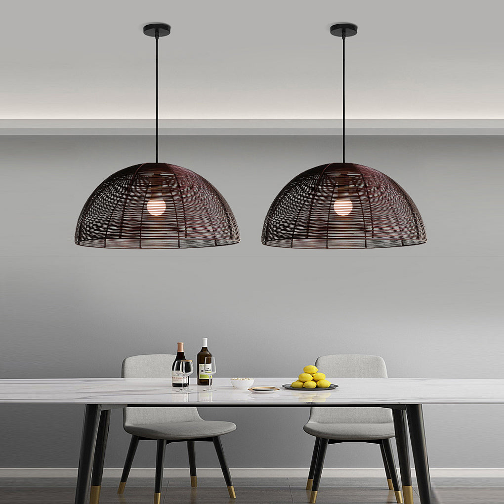 Semicircular Metal Weaving Craft Japanese Style Dining Room Chandelier Design
