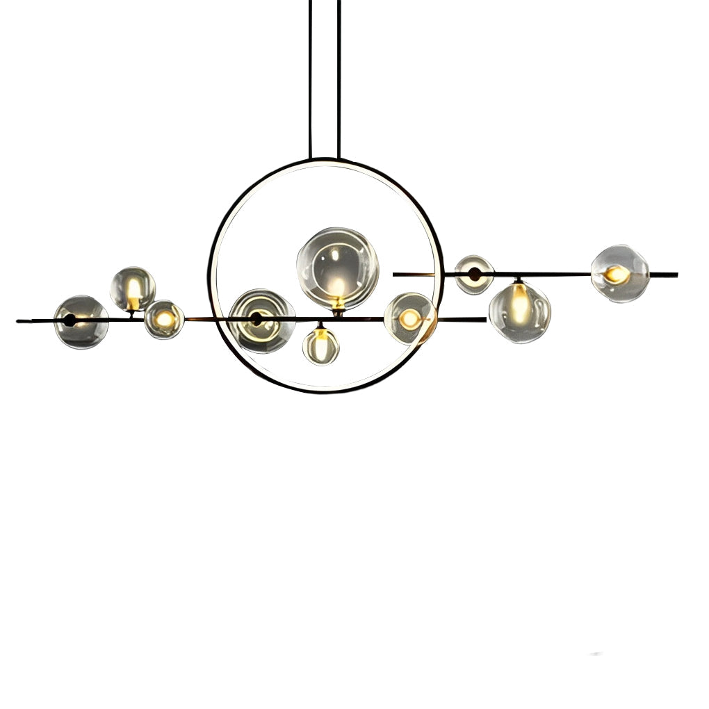 Moon Glass Bubbles LED Black Postmodern Dining Room Chandeliers