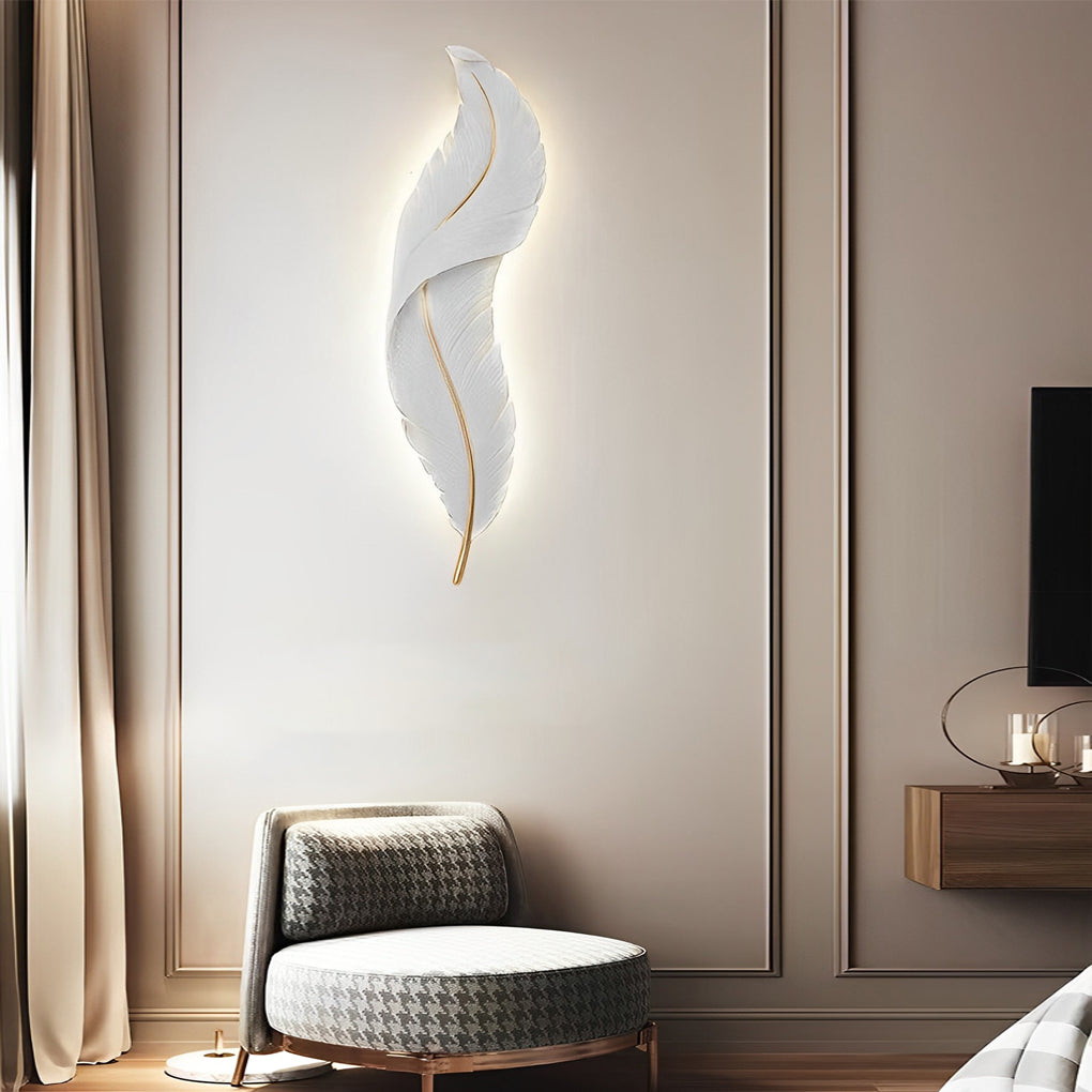 Creative Feathers LED White Luxury Modern Wall Lamp Wall Sconce Lighting - Dazuma