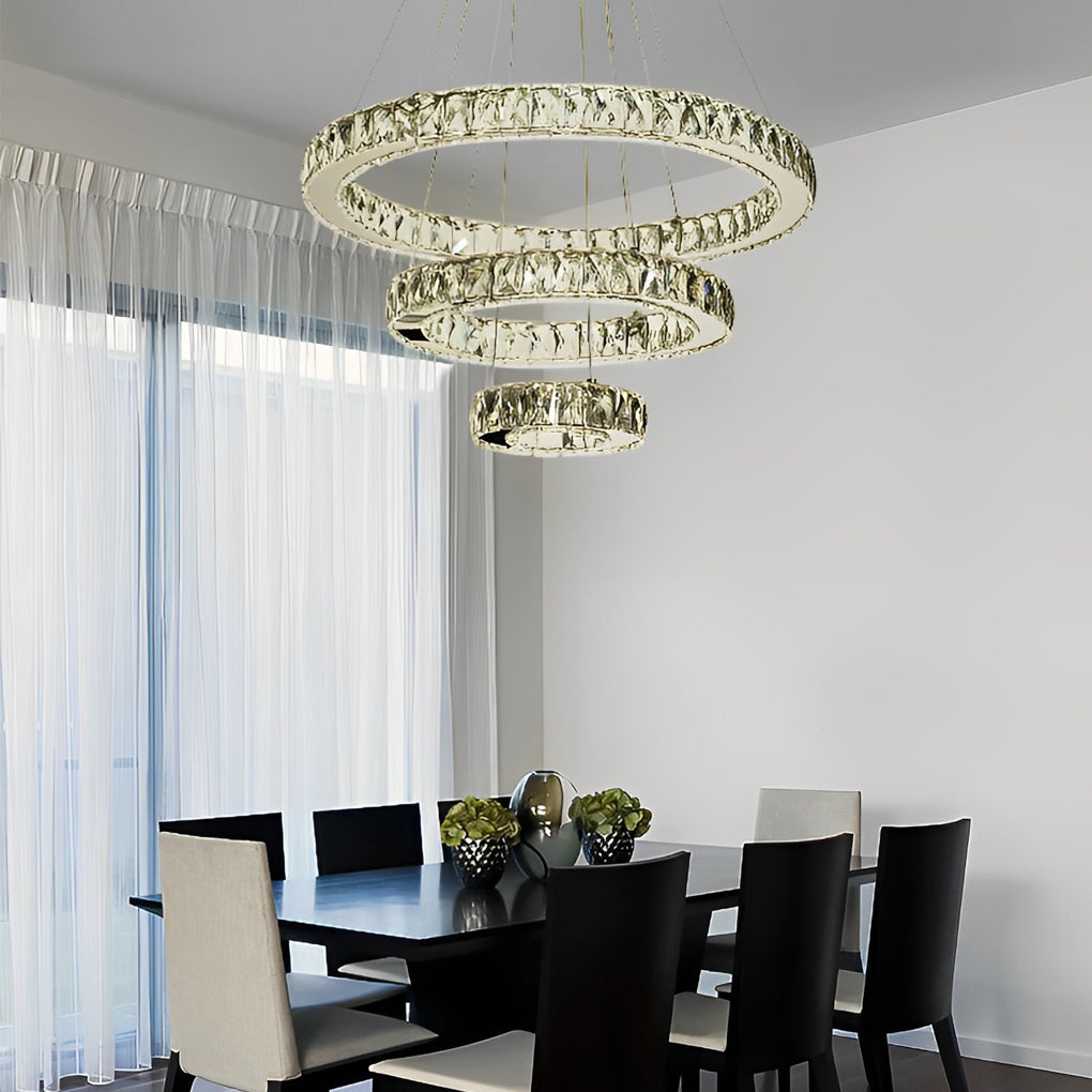 Luxury Crystal LED Chandelier 3-Tier Geometric or Stacked LED Pendant light Design