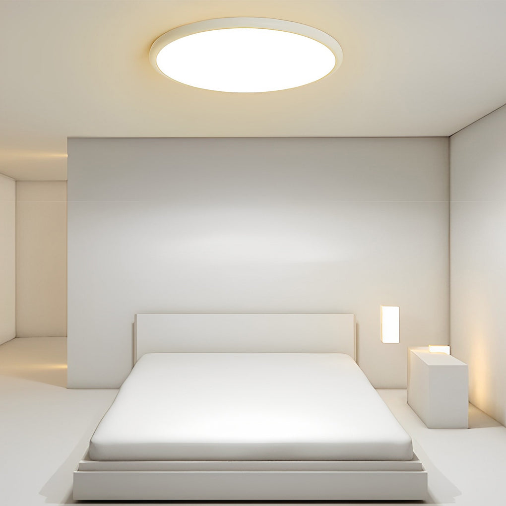 16'' Modern LED Geometric Circle Black Flush Mount Ceiling Lightings with Black White Edge
