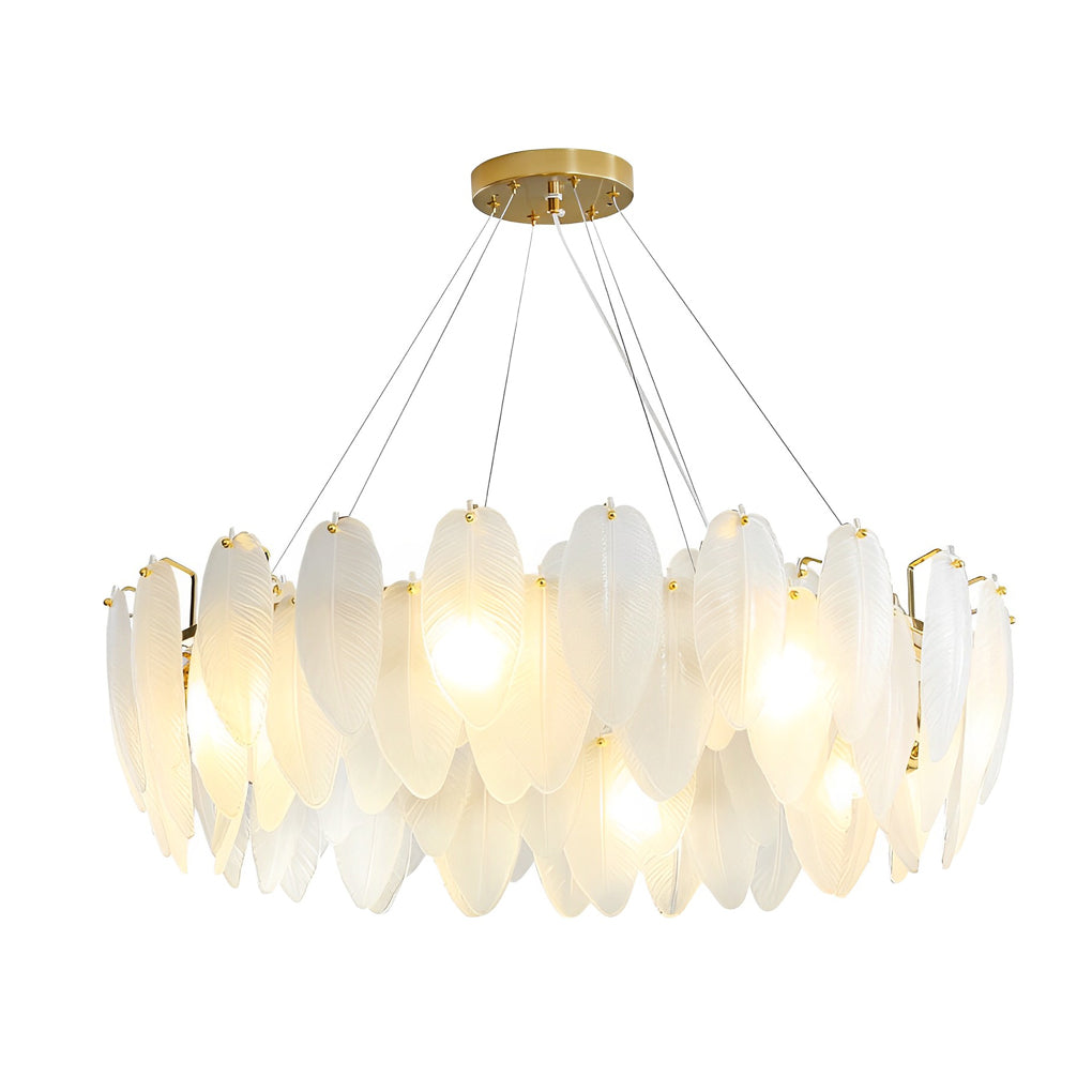 Glass Feathers Three Step Dimming Post-Modern Chandelier Dining Room Light Design
