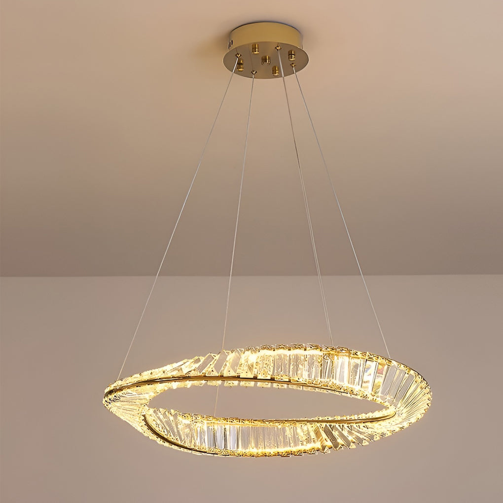 Creative Ring Stepless Dimming Electroplated Modern Crystal Chandelier Design