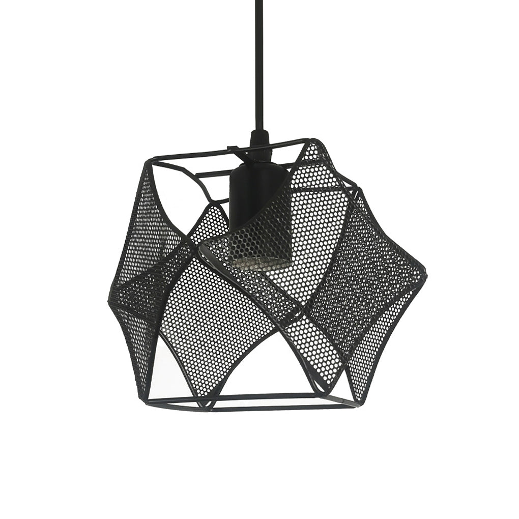 Retro Geometric Iron Mesh Black Industrial Style Chandelier Pendant Light Fixture