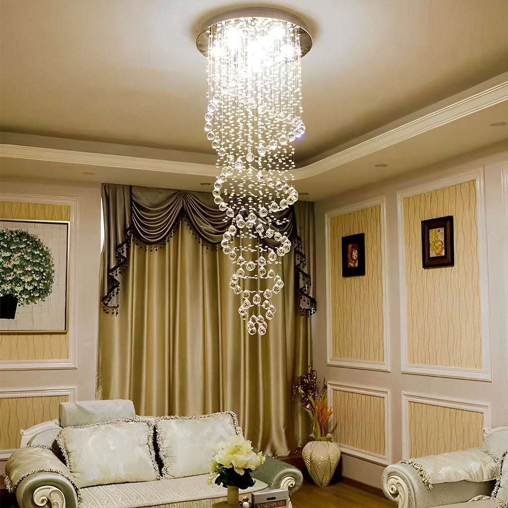 Double Spiral Three Step Dimming LED Modern Staircase Chandelier Light Design