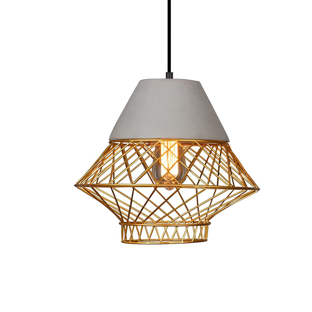 Cement Iron Cage Retro Industrial Pendant Lighting Kitchen Island Lighting