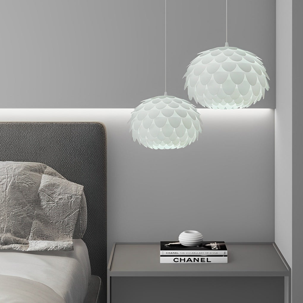 Round Fish Scales Three Step Dimming LED White Modern Pendant Lightings