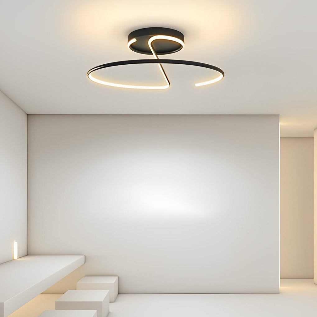 16 inch Sleek Wire-inspired Circular Modern LED Semi Flush Mount Ceiling Lighting