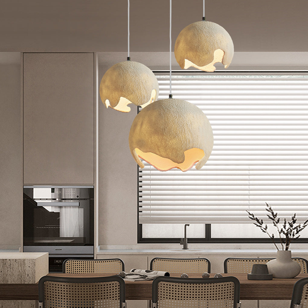 Irregular Ball Creative Ins Creamy White Japanese Style Chandelier Light Design