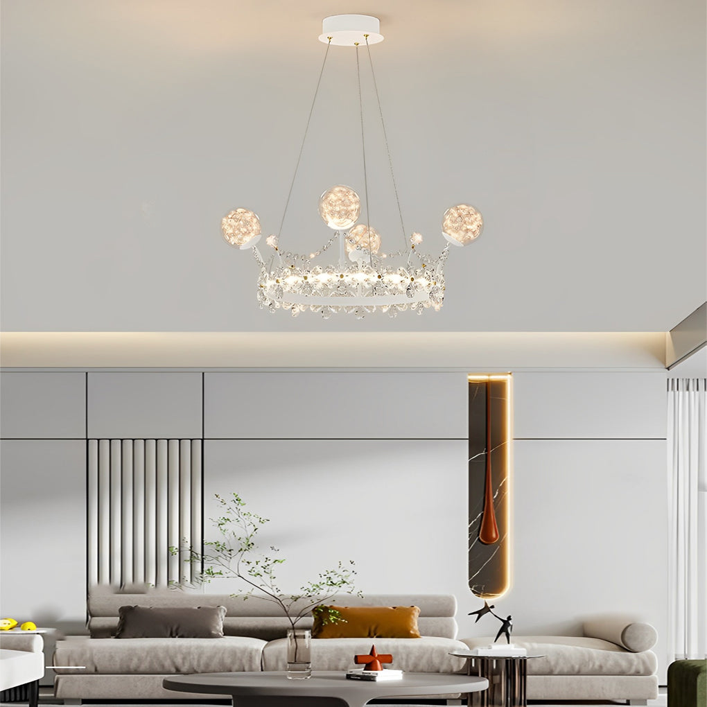 Flower Decor Crowns Crystal Glass Three Step Dimming Nordic Chandelier Design