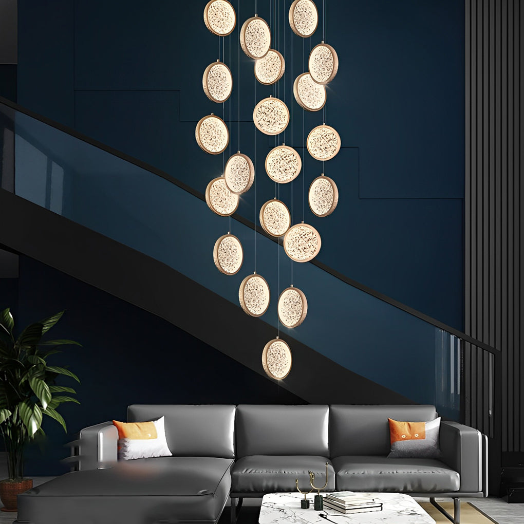 Creative Round Iron Acrylic Three Step Dimming Modern Pendant Lightings
