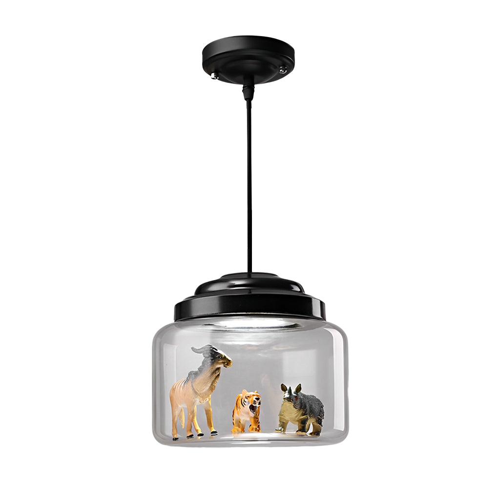 Personality Animal Model Decor Glass Jar LED Black Modern Pendant Lighting