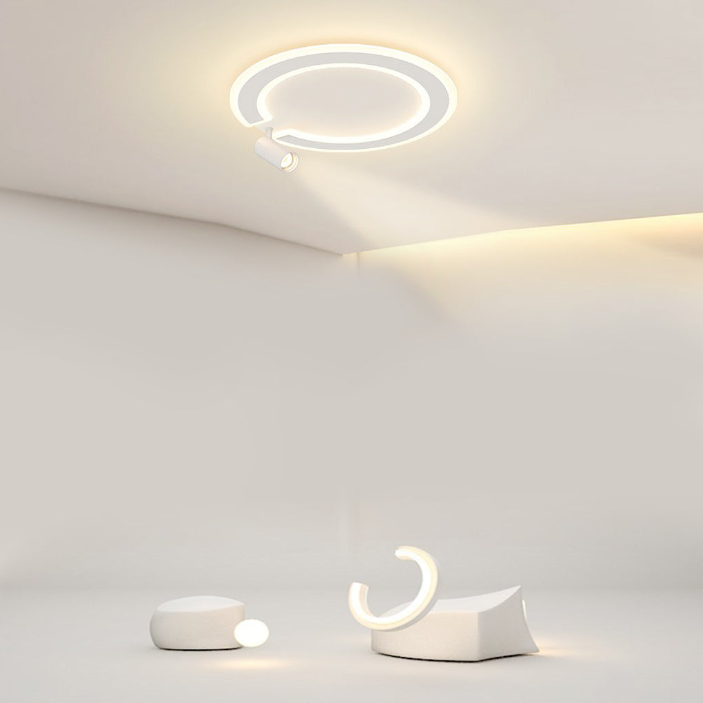 Unique Flush Mount Lighting Circle Shaped Iron Acrylic Light with Spotlight Design