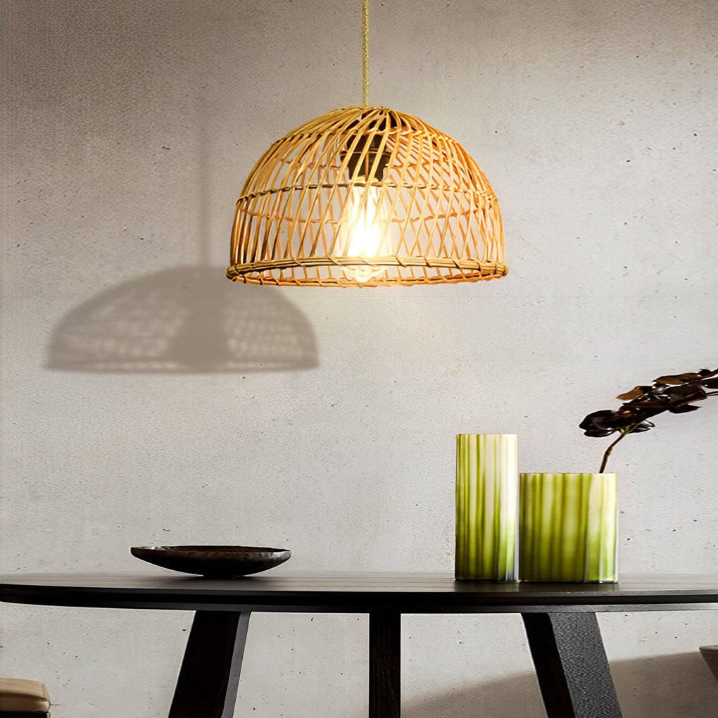 Handmade Rattan Bamboo Southeast Asian Japanese Style Chandelier Light Design