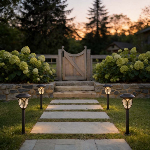 2-PCS Cheap Solar Lawn Lights Modern Black Smart LED Lights