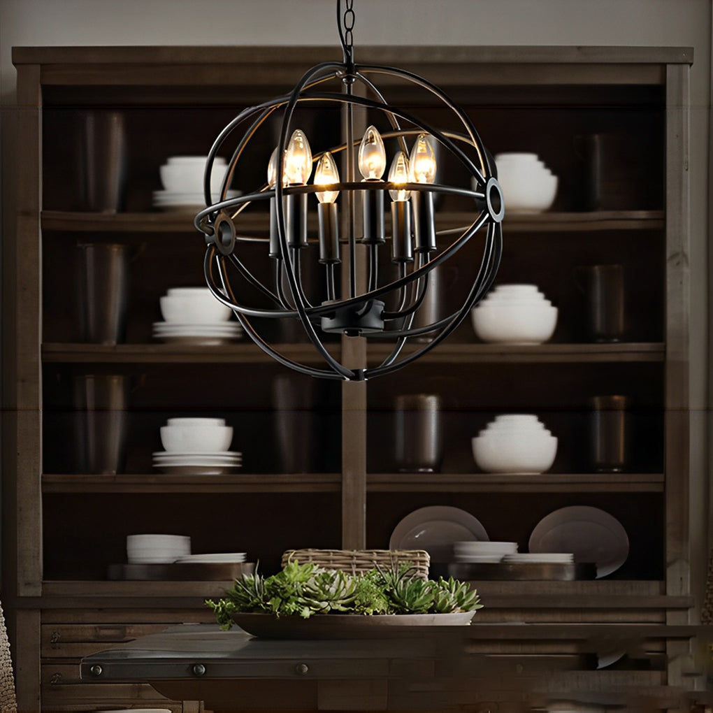 Retro Iron Birdcage Candlestick American Style Chandelier Pendant Lightings