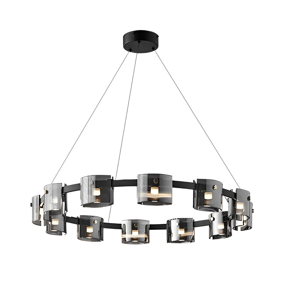 Circle Glass Stepless Dimming LED Brightness Memory Nordic Chandelier Design