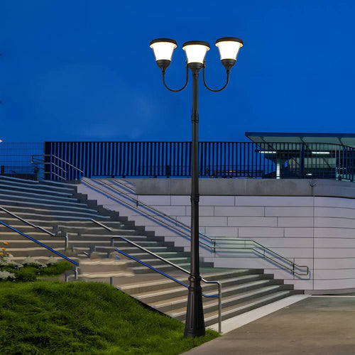 3 - Light Black Finish Traditional Outdoor Street Lights with Post Top