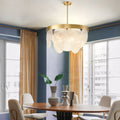 3 - Light Round Semi Flush Mount Glass Chandelier