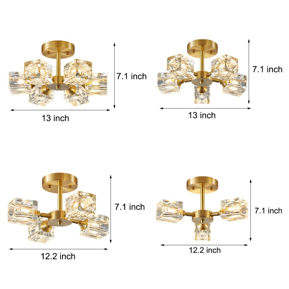 3/4/5/6 - Light 180° Adjustable Crystal Shades Ceiling Light Fixture