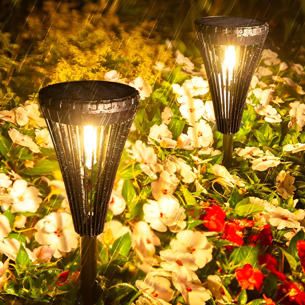 Round Waterproof LED Intelligent Light Control Black Solar Pathway Lights - Dazuma