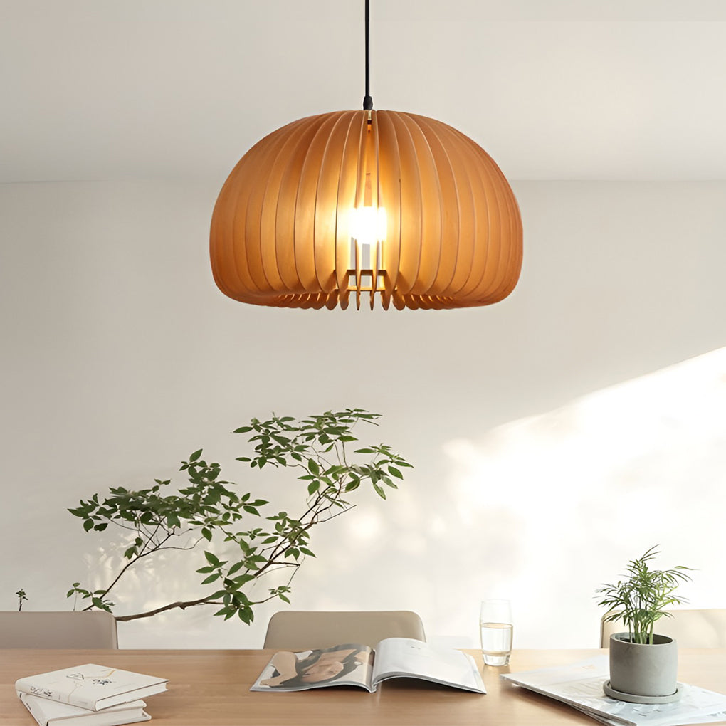 Creative Wood Pumpkin-Shaped Retro Nordic Chandelier Pendant Lighting