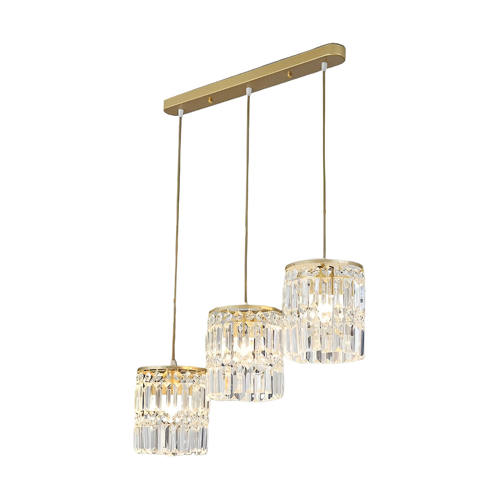 Cylindrical Crystal Shade Three Step Dimming Nordic Hanging Lights Fixture Design