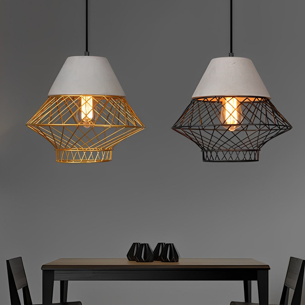 Cement Iron Cage Retro Industrial Pendant Lighting Kitchen Island Lighting