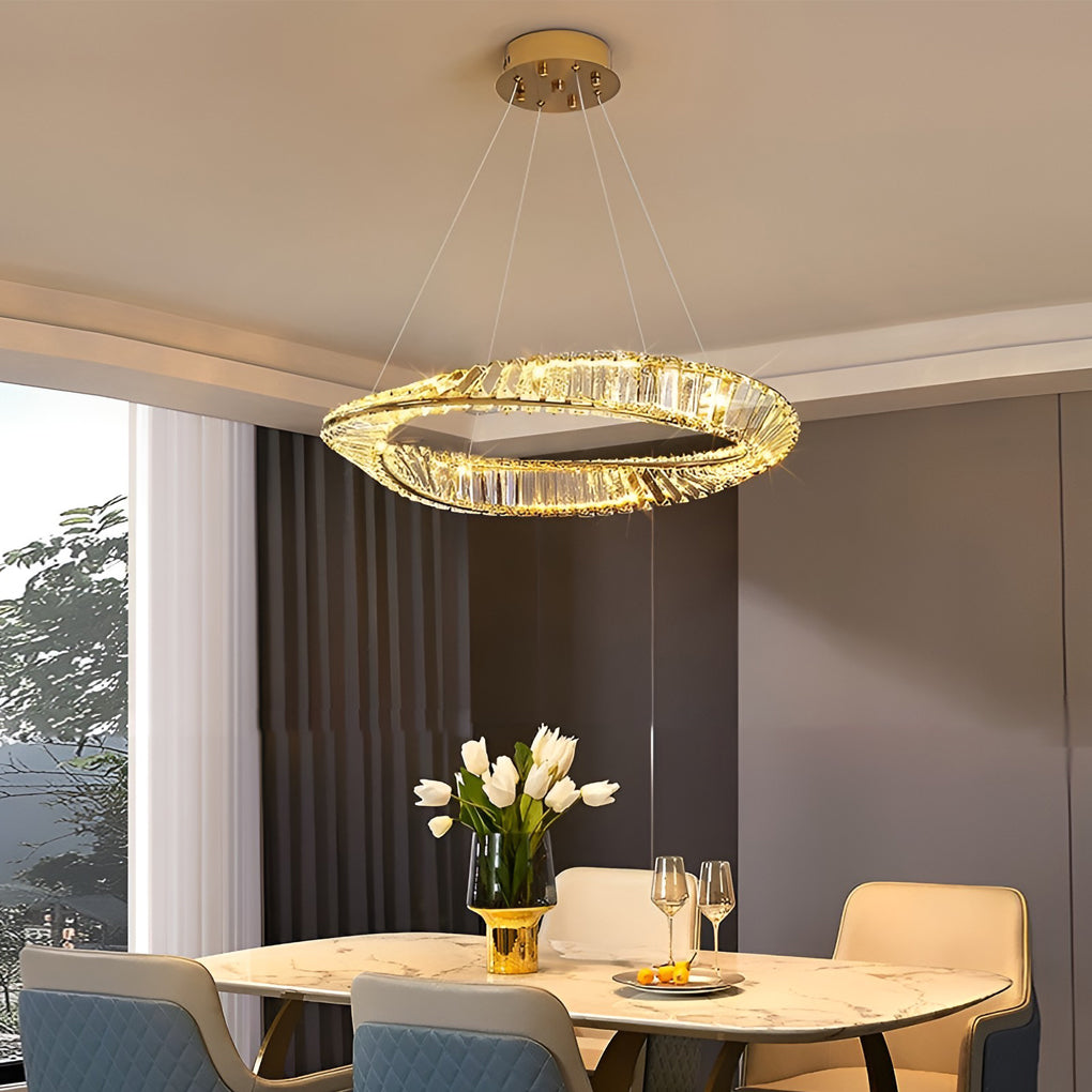 Creative Ring Stepless Dimming Electroplated Modern Crystal Chandelier Design