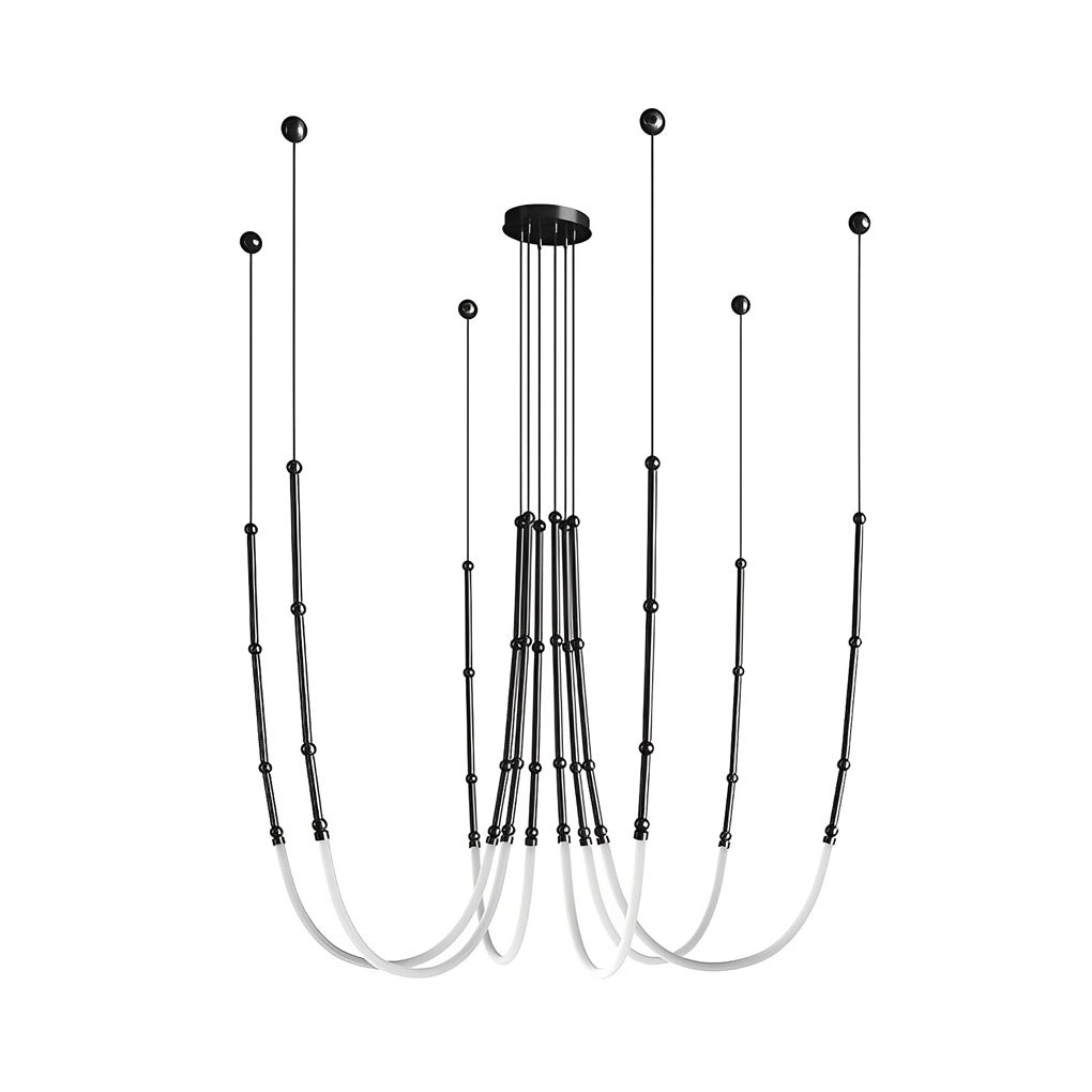 Adjustable Minimalist Line Bamboo Knots Modern Staircase Chandelier Design