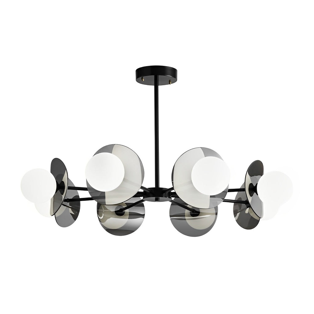 Round Electroplated Glass Piece Copper Black Modern Chandeliers Light Design