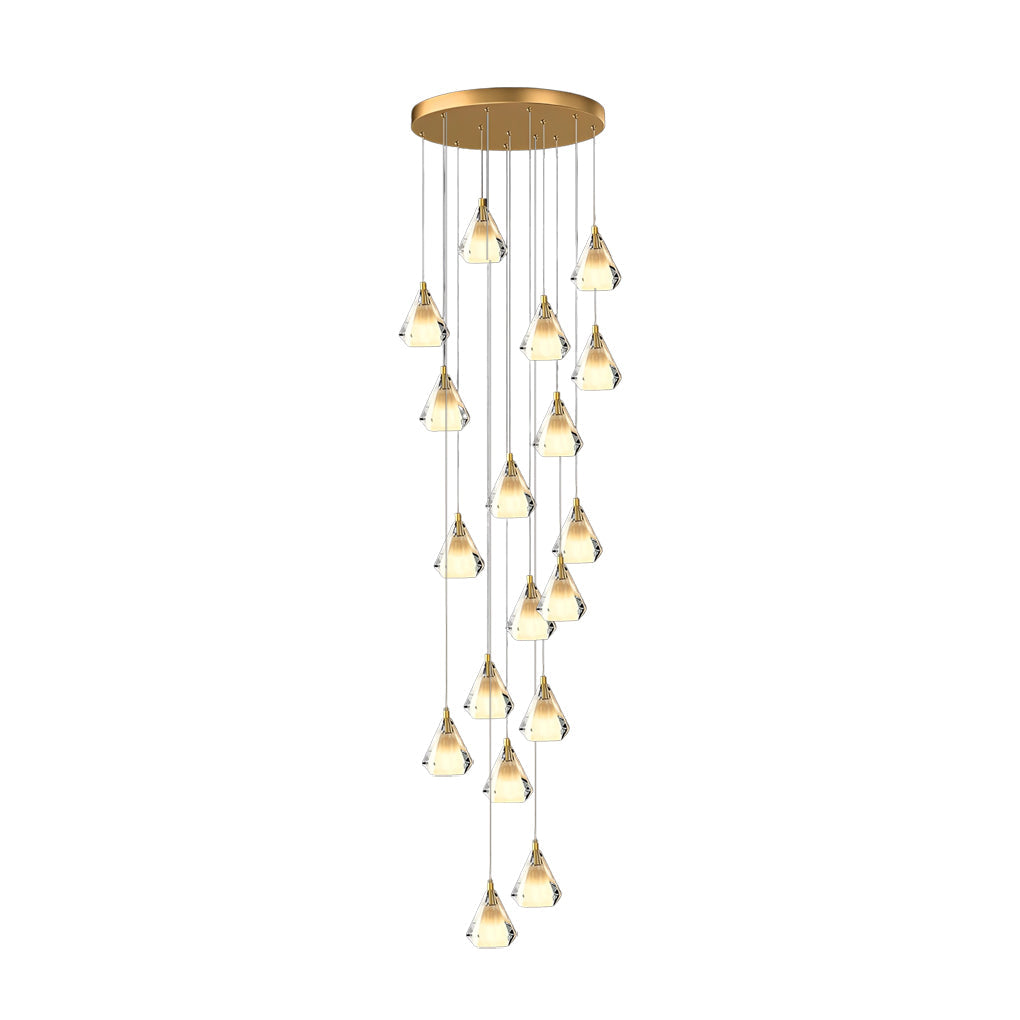 Creative Crystal Shade Three Step Dimming Nordic Staircase Chandelier Design