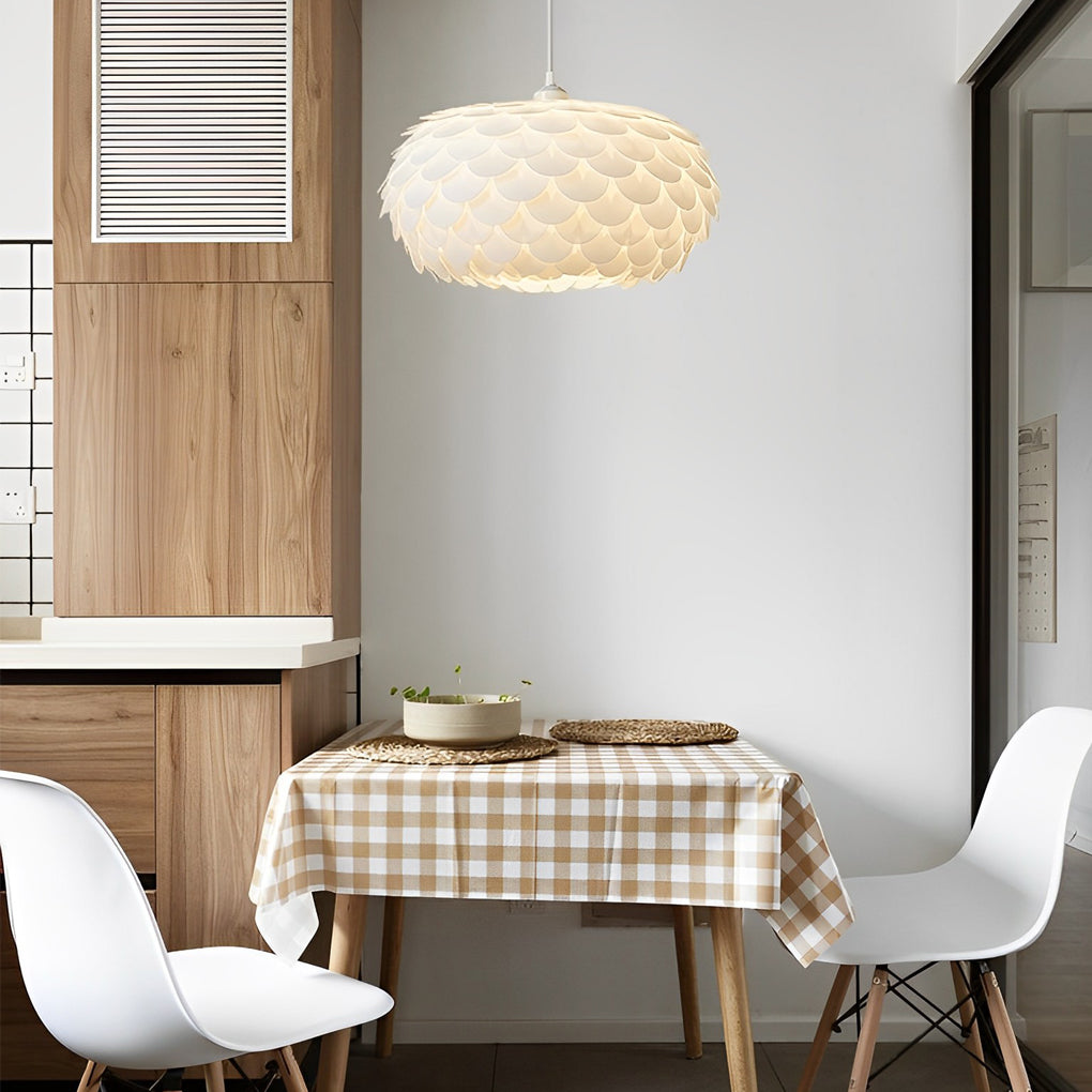 Round Fish Scales Three Step Dimming LED White Modern Pendant Lightings