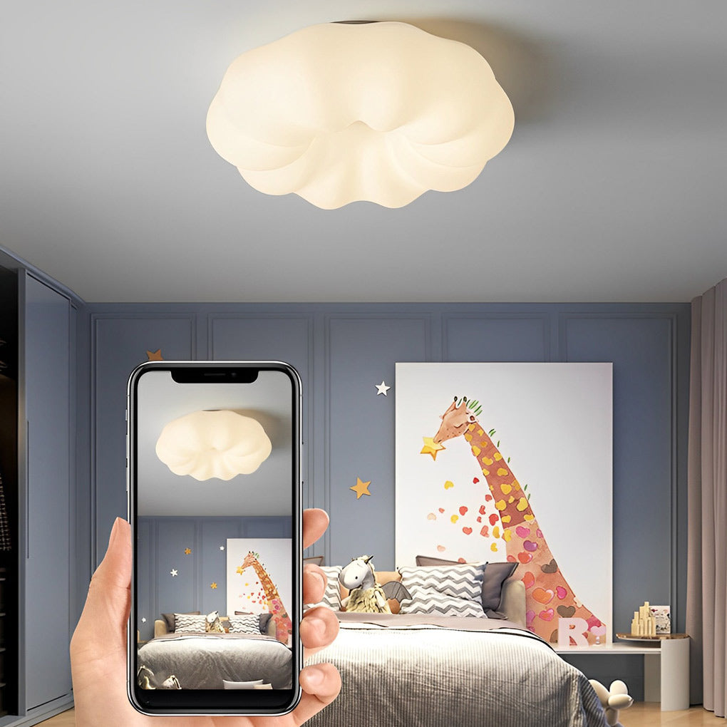Pumpkin Shape Clouds Stepless Dimming LED White Nordic Ceiling Lightings