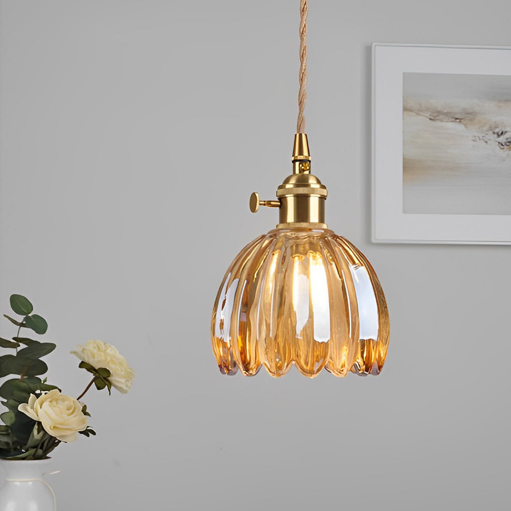 Flower Shape Glass Creative Artistic LED Nordic Hanging Ceiling Light Fixture