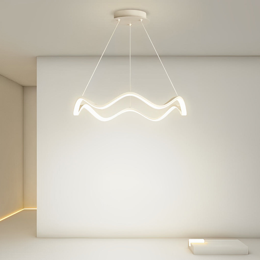 Circular Wavy LED Stepless Dimming Modern Chandelier Hanging Ceiling Light Fixture