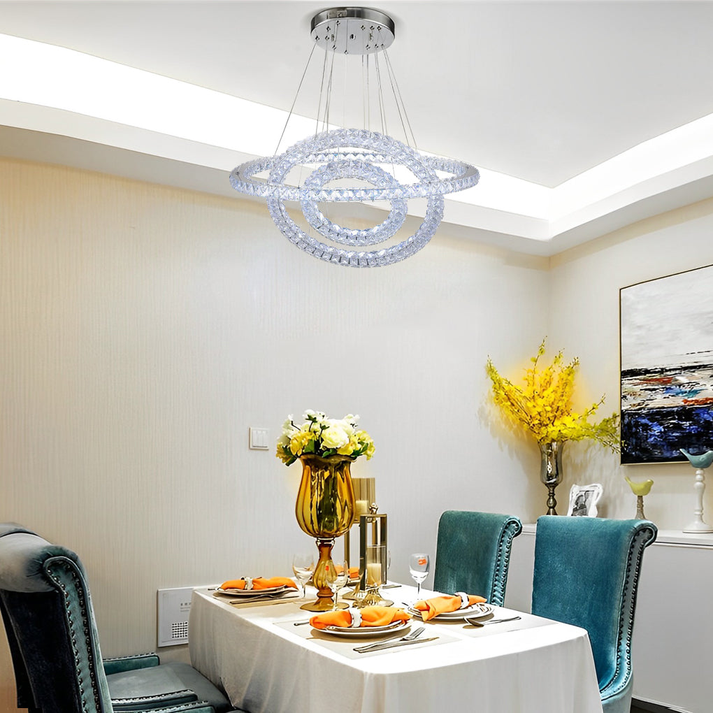 Luxury Crystal LED Chandelier 3-Tier Geometric or Stacked LED Pendant light Design