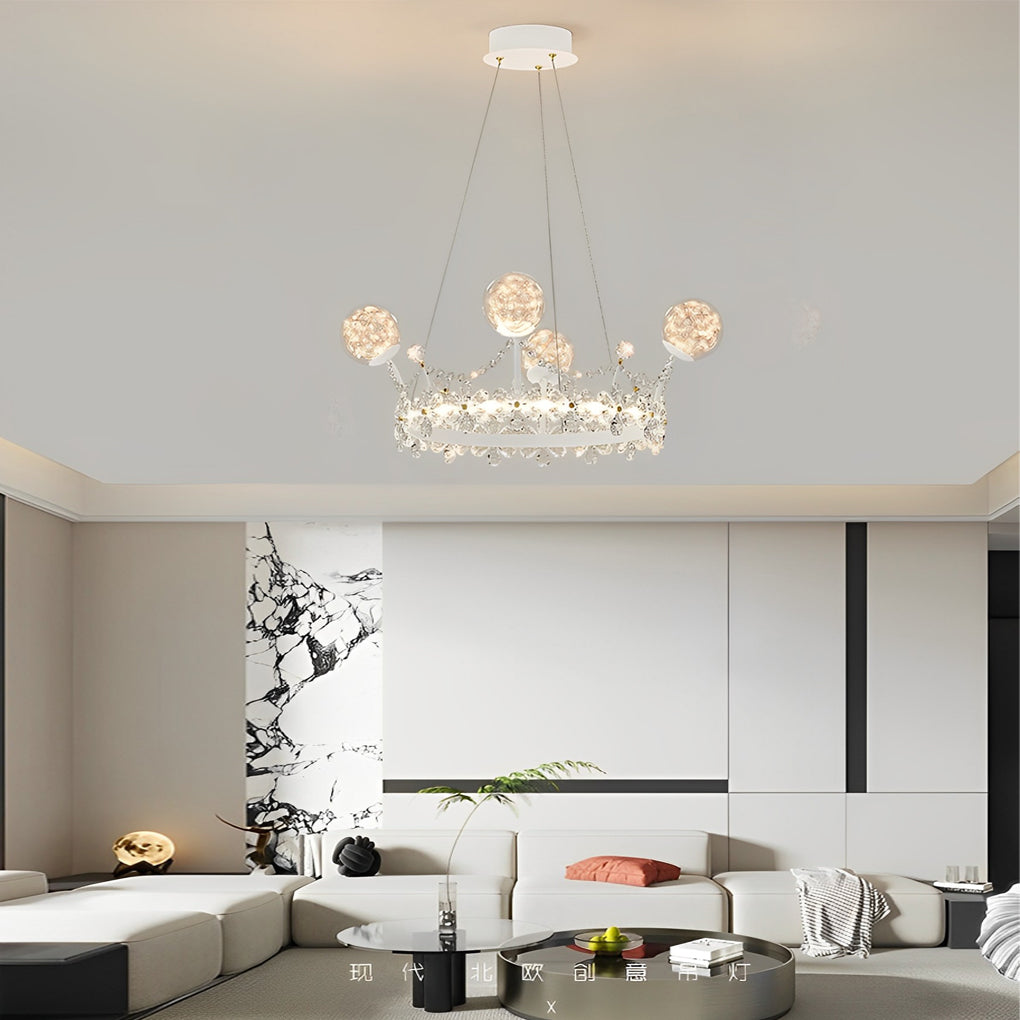 Flower Decor Crowns Crystal Glass Three Step Dimming Nordic Chandelier Design