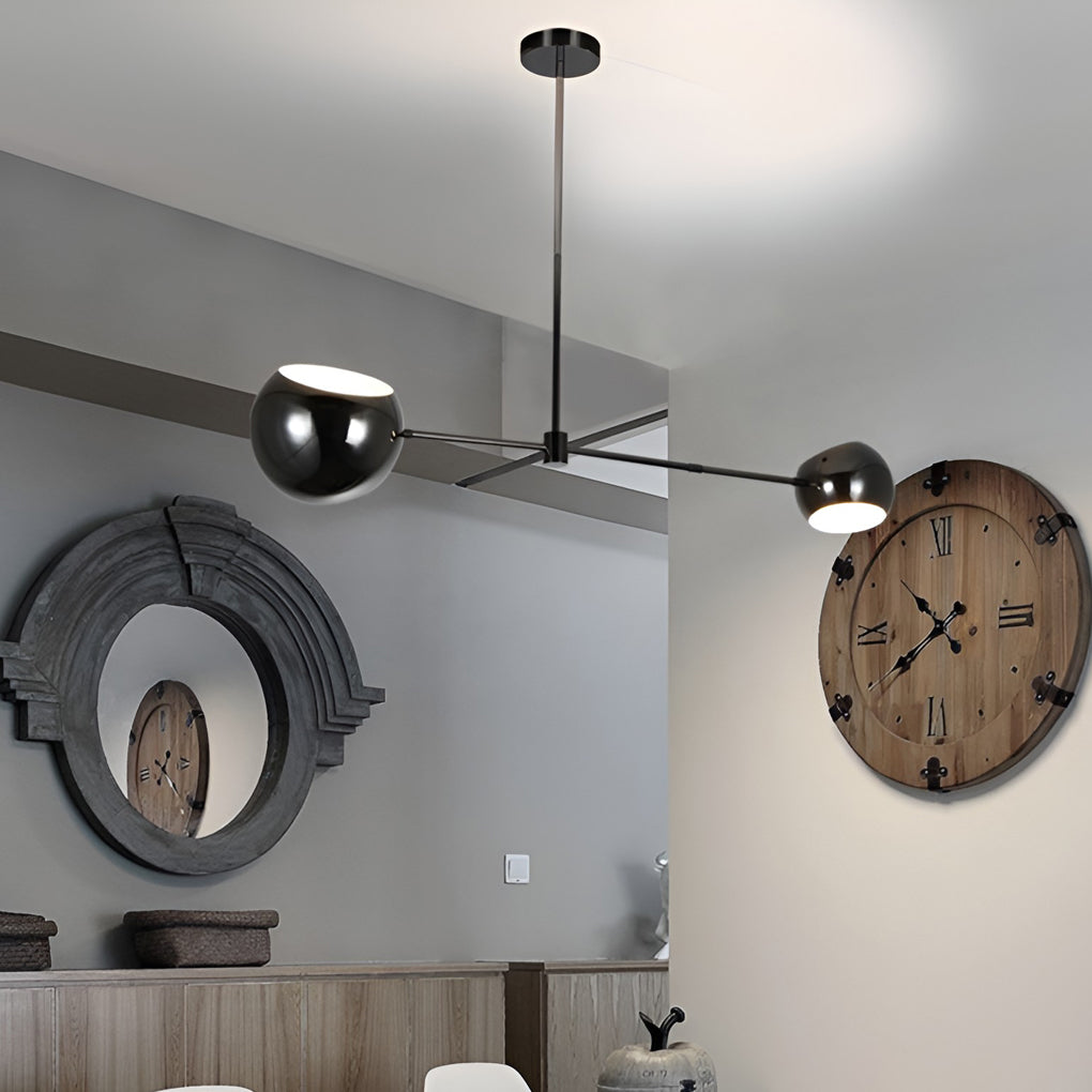 Geometric Linear Electroplating Black Modern Chandelier Hanging Ceiling Lightings