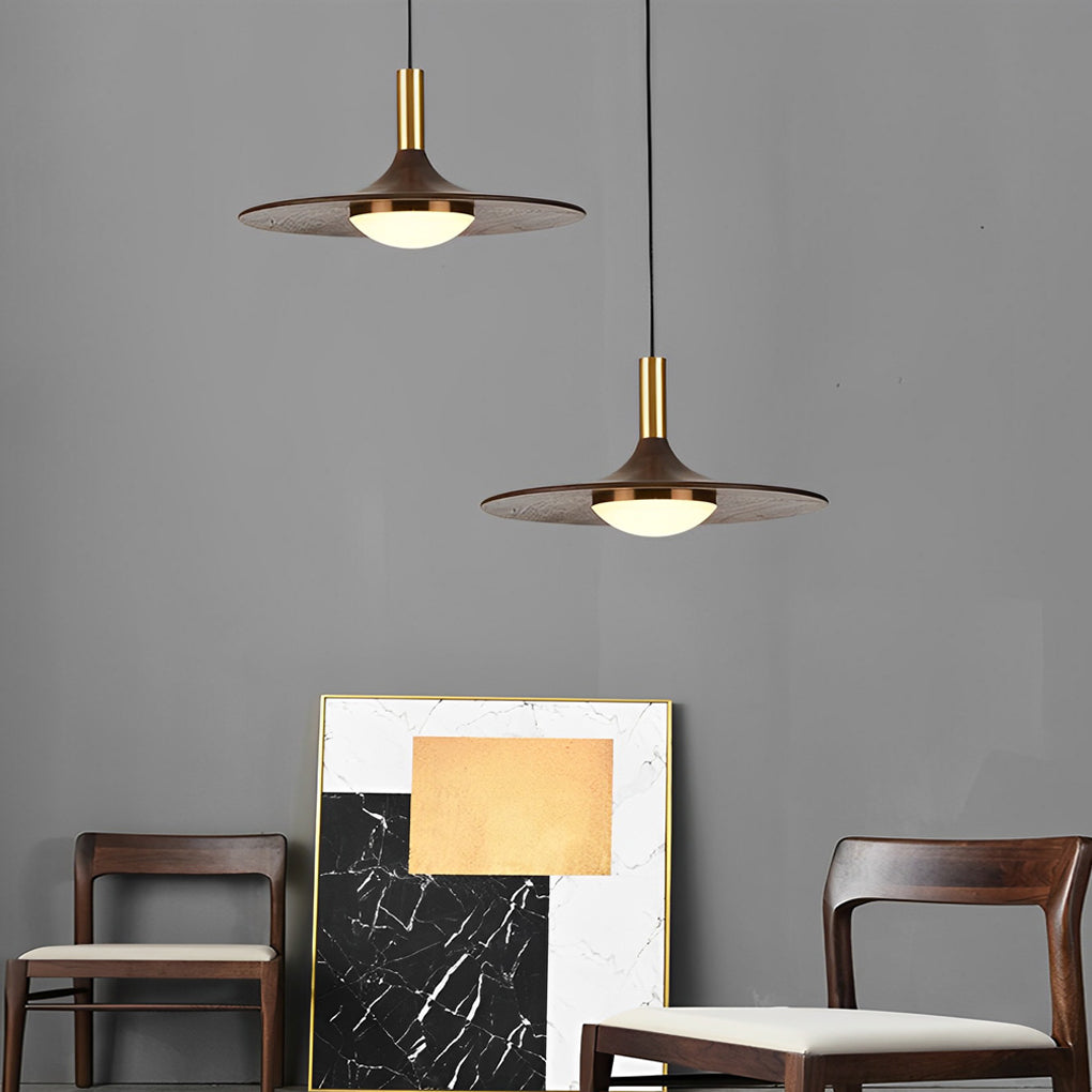 Creative Flying Saucer Shape Wood LED Nordic Chandelier Pendant Lightings