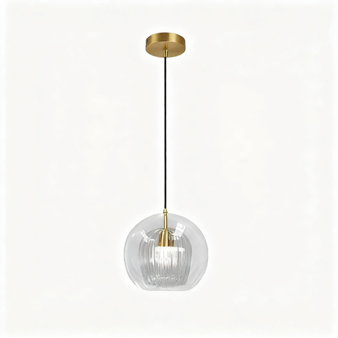 Creative Double Layer Glass Light Fixtureshade Electroplated Brass Chandelier