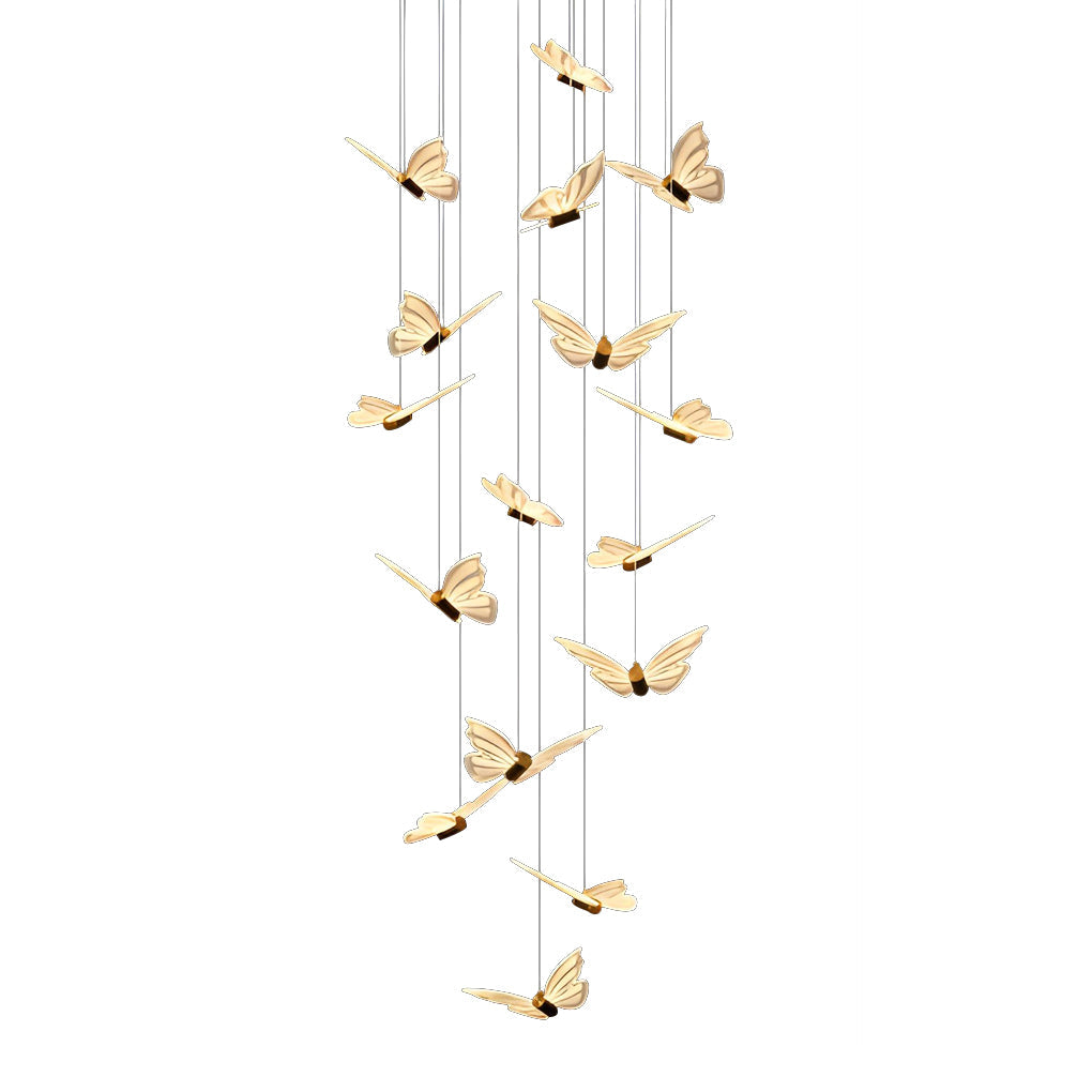 Small Butterflies Creative Three Step Dimming Modern Long Chandelier Design