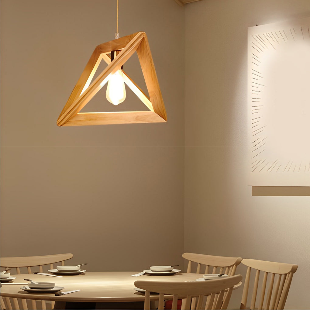 Creative Wood Frame Geometric Art Minimalist Nordic Pendant Lightings